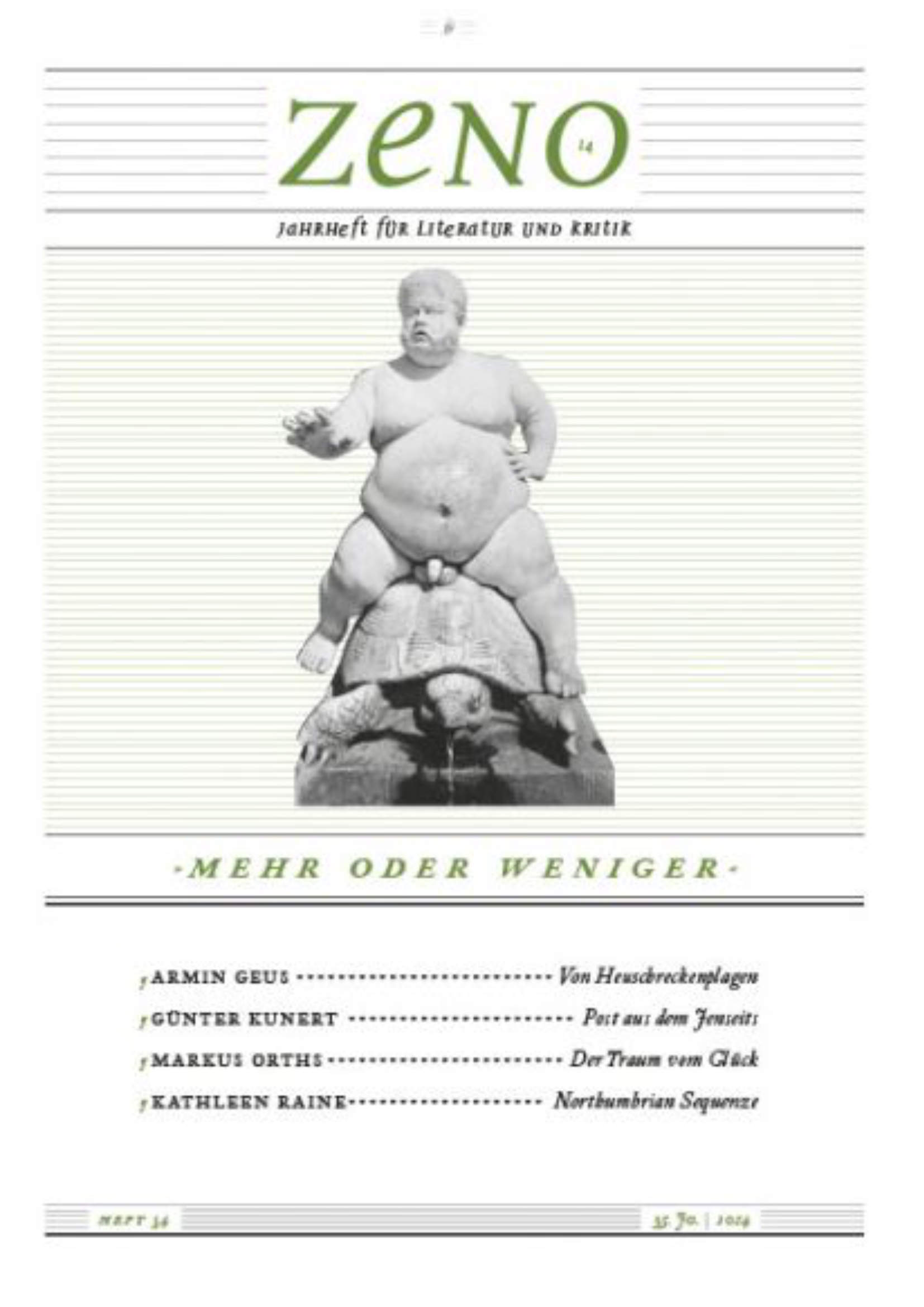 Cover des Zeno: Jahrheft für Literatur und Kritik. Heft 34/2014: Mehr oder weniger