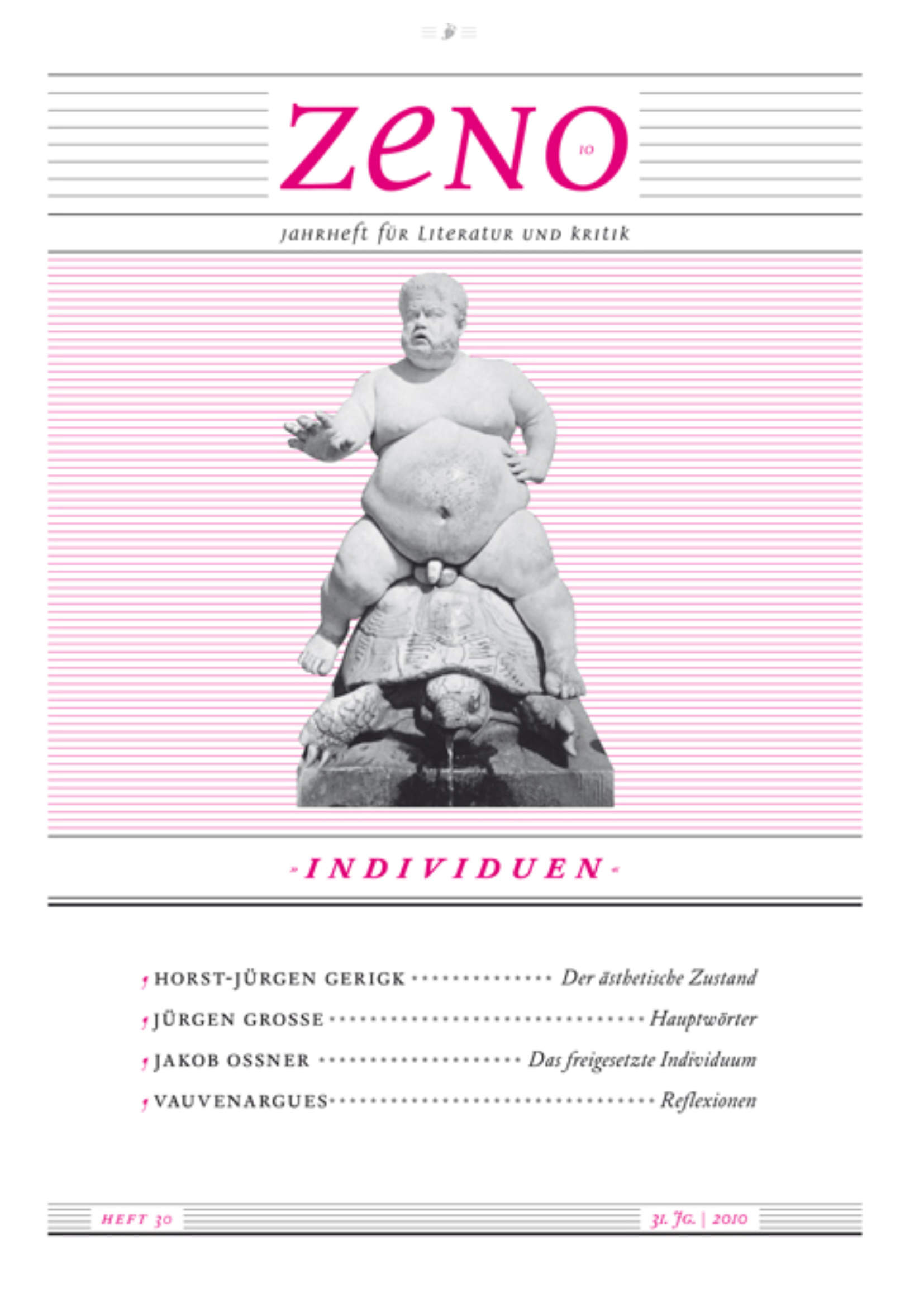 Cover des Zeno: Jahrheft für Literatur und Kritik. Heft 30/2010: Individuen