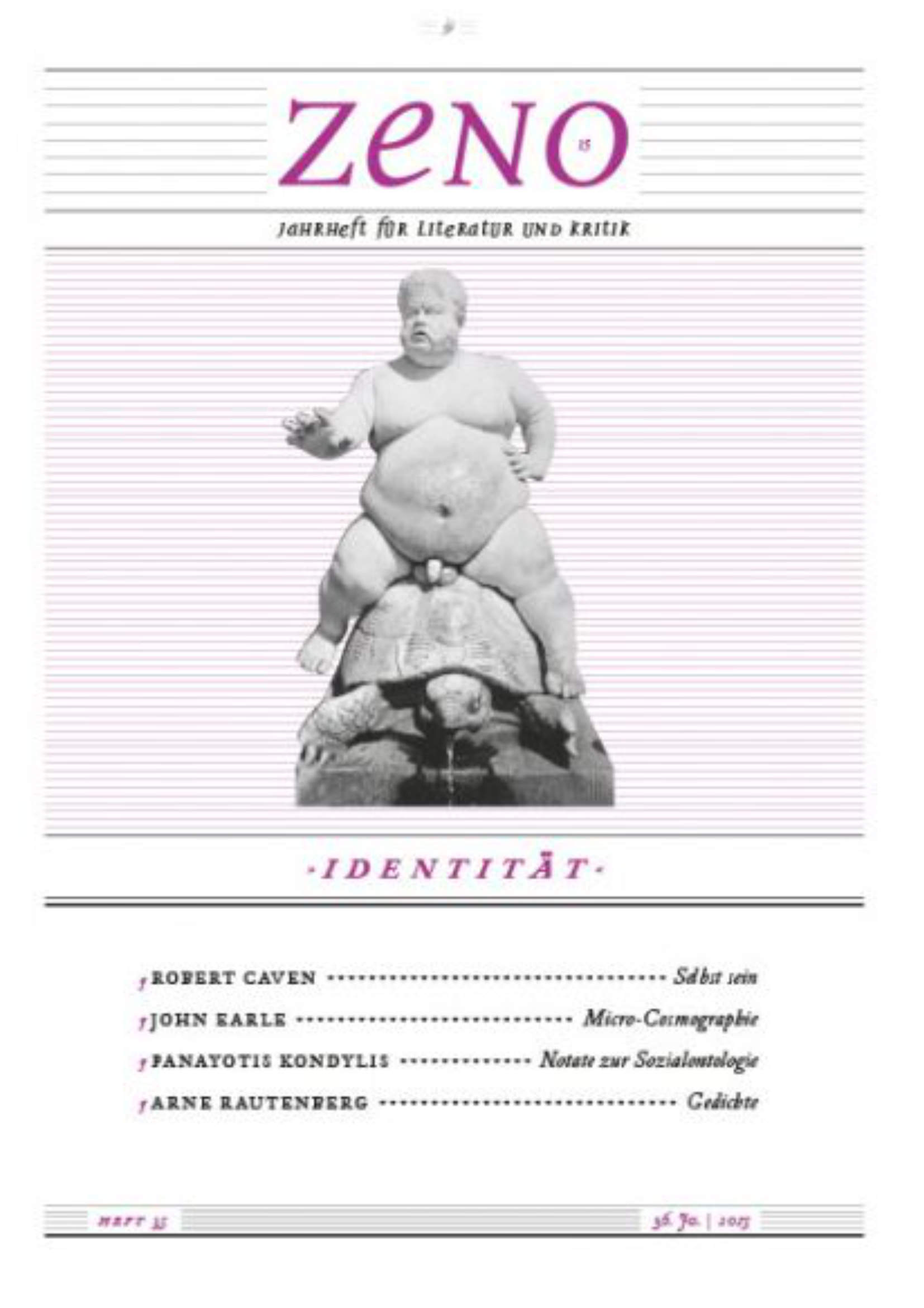 Cover des Zeno: Jahrheft für Literatur und Kritik. Heft 35/2015: Identität