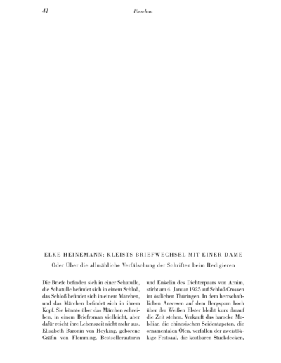 Seite 1 der Leseprobe von Kleists Briefwechsel mit einer Dame | Elke Heinemann