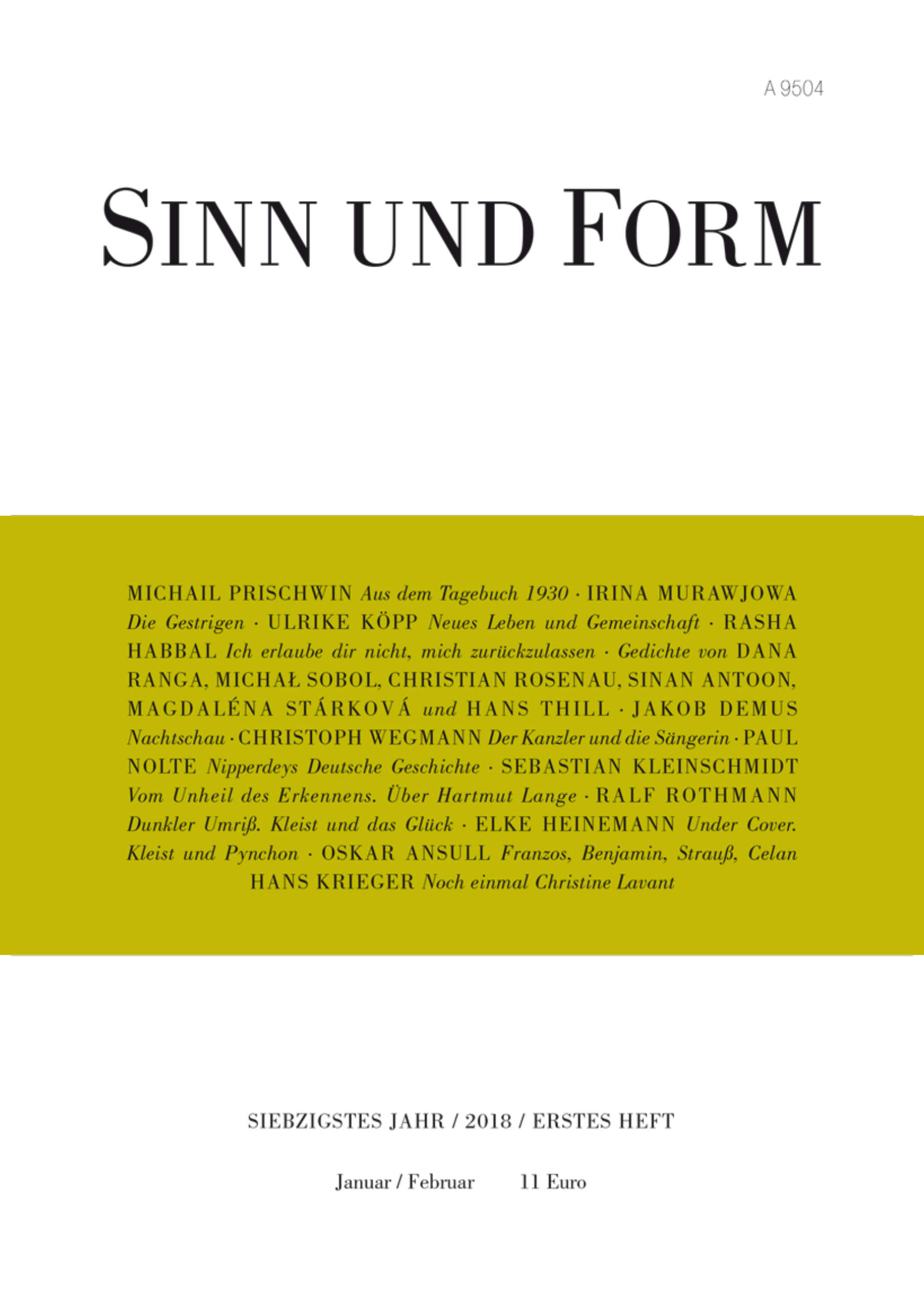 Cover Sinn und Form 1/2018
