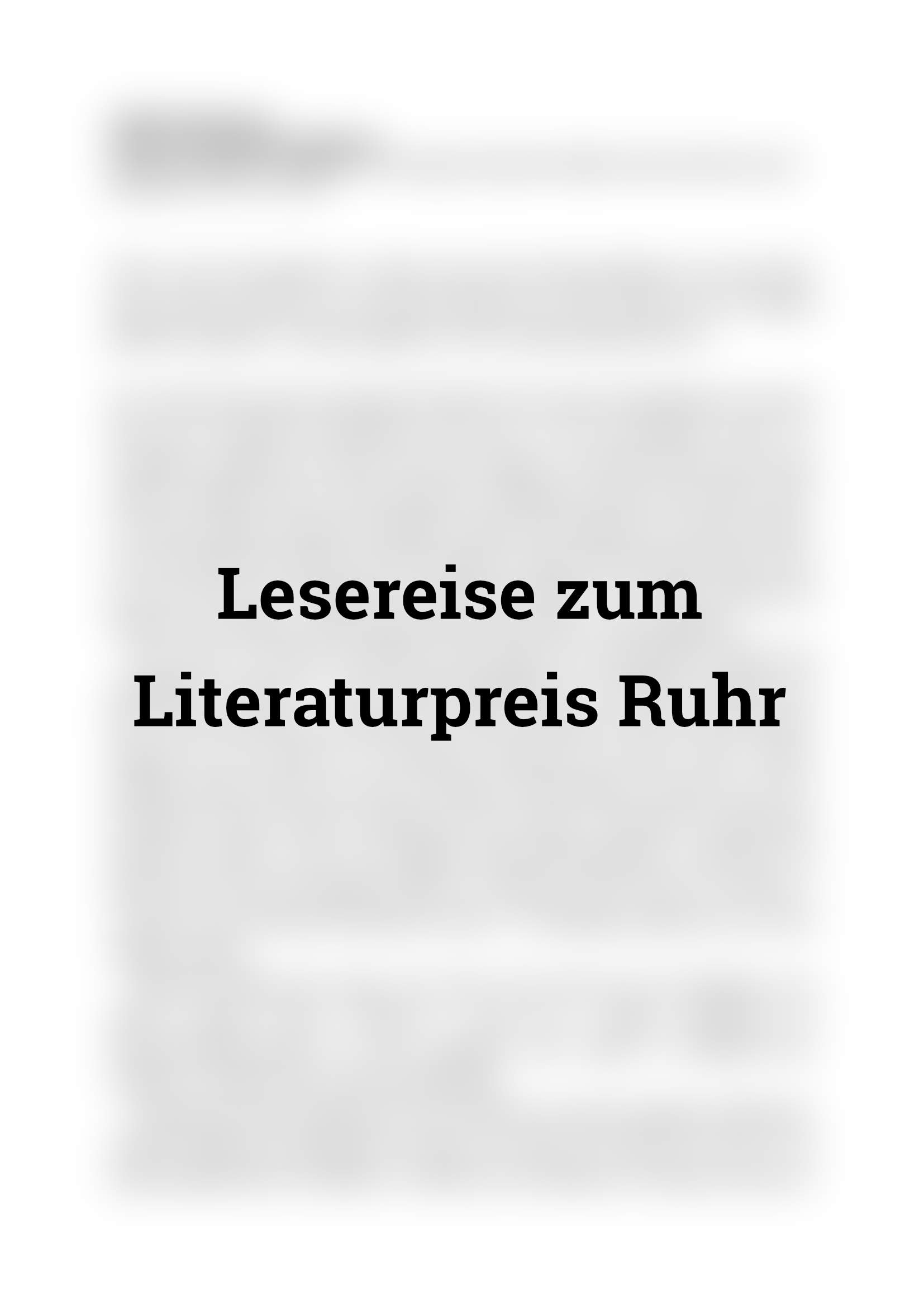 Lesereise zum Literaturpreis Ruhr