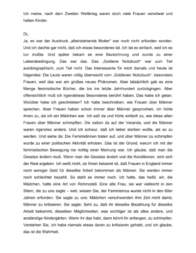 Seite 19 der Leseprobe von Gespräche mit der Schriftstellerin und Literaturnobelpreisträgerin Doris Lessing | Elke Heinemann