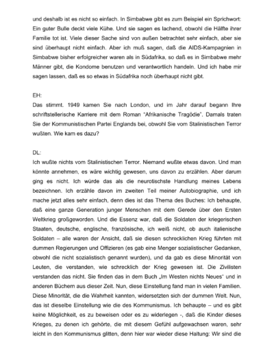 Seite 9 der Leseprobe von Gespräche mit der Schriftstellerin und Literaturnobelpreisträgerin Doris Lessing | Elke Heinemann