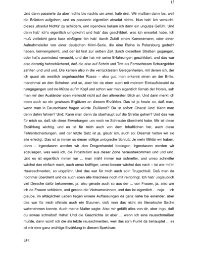 Seite 15 der Leseprobe von Gespräch mit dem Schriftsteller Ingo Schulze | Elke Heinemann