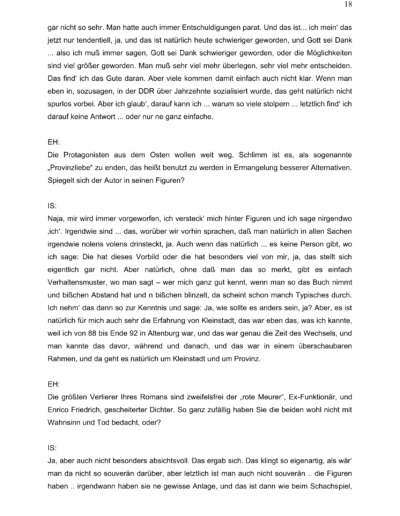 Seite 18 der Leseprobe von Gespräch mit dem Schriftsteller Ingo Schulze | Elke Heinemann