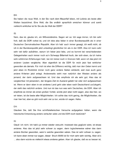 Seite 8 der Leseprobe von Gespräch mit dem Schriftsteller Ingo Schulze | Elke Heinemann