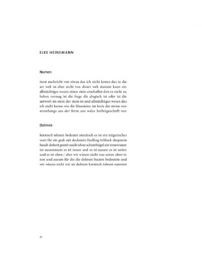 Seite 1 der Leseprobe von "Numen / Dolmen" | Elke Heinemann