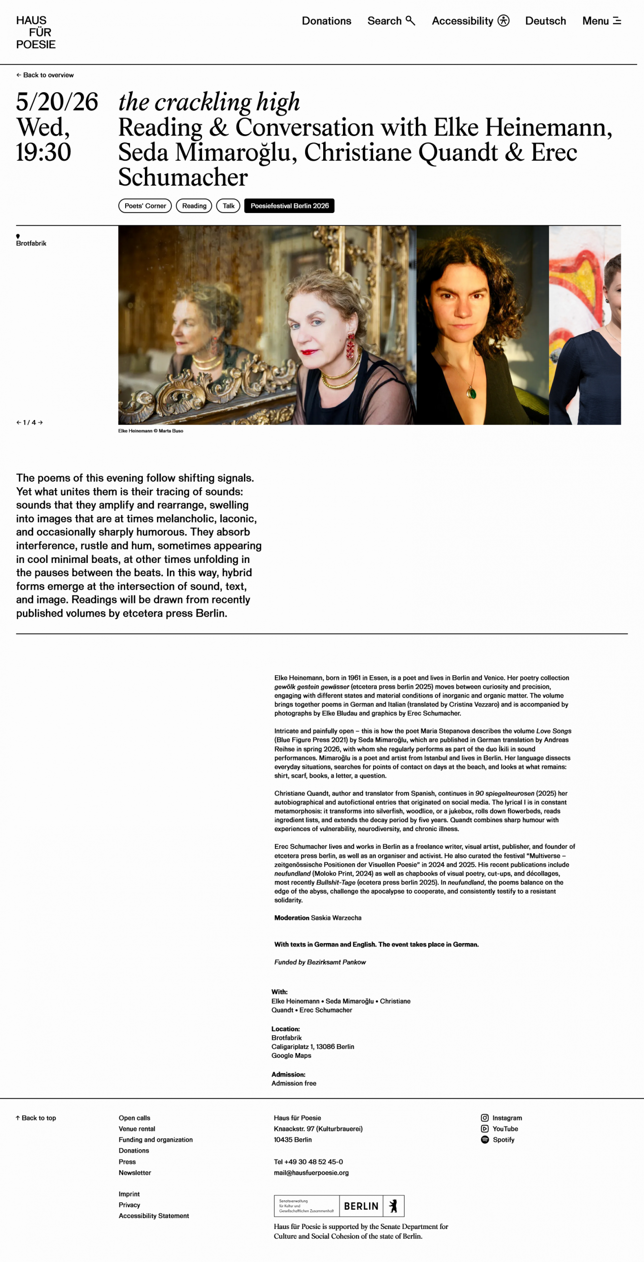 Poets‘ Corner – Auftakt Internationales Poesiefestival Berlin 2026